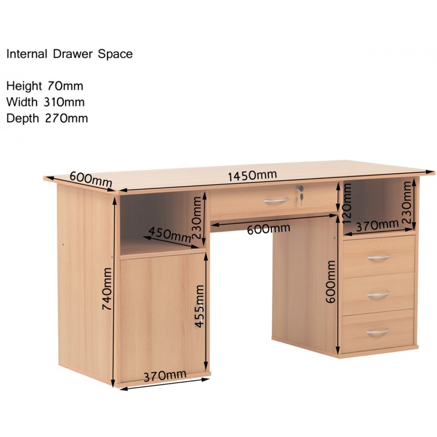 Dallas Beech Workstation with Storage